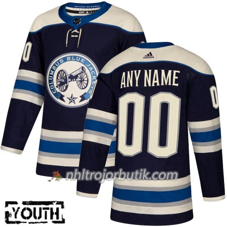 Barn Ishockey Columbus Blue Jackets Tröja med eget tryck Alternate Adidas 2018-19 Authentic